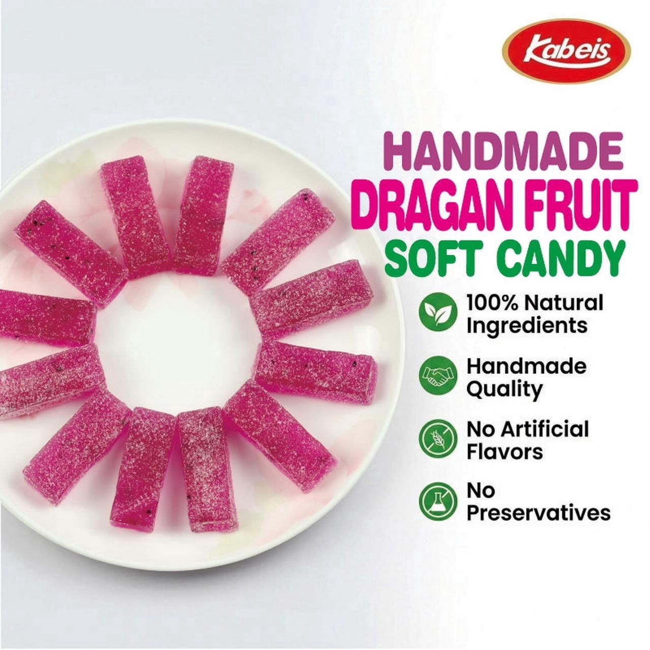 Kabeis Dragon Fruit Flavored Chews Chewy Gummy Candy Party Size - 3.99oz per Bag,3 Bags