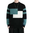 thumbnail image 4 of Suéter de punto de estilo coreano para hombre, jersey de colores contrastantes, ajuste holgado, reseñas de ropa, diseñador, estética, barato, 4 of 5