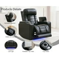 thumbnail image 5 of 3PCS Power Zero Gravity Recliner with Adjustable Headrest,Wireless Charger,USB/Type-C Port,LED Light,Storage Console,Cup Holder,Swivel Tray Table,Faux Leather Electric Reclining Chair Set of 3,Black, 5 of 8