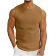 thumbnail image 3 of BXINGOHAI Mens Casual Tank Tops Ribbed Knit Sleeveless Shirt Lightweight Tee Summer Muscle T-Shirts Brown,M, 3 of 6