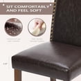 thumbnail image 4 of DUMOS Upholstered Dining Chairs Set of 6, Modern Leather Dining Room Chair with Nailhead Trim and Wood Legs, Mid-Century Accent for Living Room, Kitchen, Dark Brown, 4 of 4