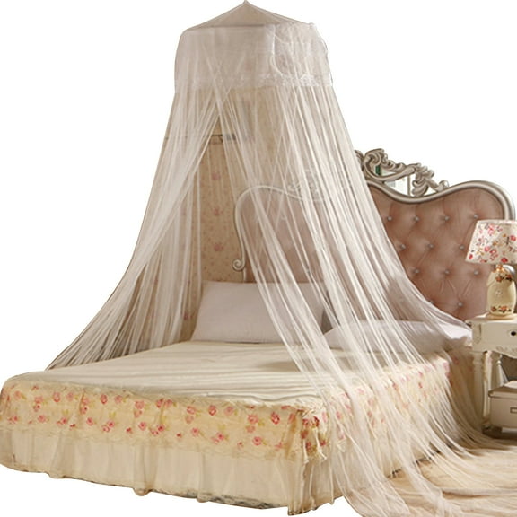 Ayyufe Luxury Mosquito Net Bed Canopy; Bed Net Lace Translucent Elegant Lightweight Breathable Safe Curtain for Decor; White