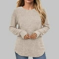 thumbnail image 2 of Kogui Chandail à Col Roulé Femme Court Chandails pour Femmes Col Rond Manches Longues Hauts Tricotés Doux Chandails à Enfiler Confortables Chemises Habillées Décontractées Vêtements Mode (Beige,TTG), 2 of 9