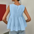 thumbnail image 3 of CIENVNSTG Womens Summer Pleated Peplum Tops Casual Sleeveless Tank Tops Flowy Babydoll Shirts Light Blue M, 3 of 5
