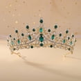 thumbnail image 1 of Nvzi Tiara de boda para novia, diadema de princesa, corona de novia, joyería para el cabello con diamantes de imitación de cristal,graduación, boda, fiesta de disfraces (verde), 1 of 4