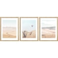 thumbnail image 2 of PixonSign Framed Canvas Print Wall Art Set - Camel Desert Road Landscape Art - Set of 3 Washed Out Desert Silk Road Photography Wall Décor for Living Room - 8"x10" Natural, 2 of 5