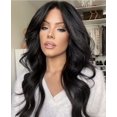 thumbnail image 3 of Peluca de mujer pelo largo marrón negro degradado onda media ancha pelo largo y rizado teñido conjunto de cabello de fibra química, 3 of 5