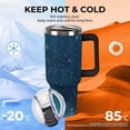 thumbnail image 4 of 40 oz Insulated Tumbler with Handle, Leak-Proof Straw Lid, Stainless Steel Travel Mug for Car & Road Trips - Christmas Tree Background, 4 of 6