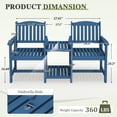 thumbnail image 4 of FUNDAZE All-Weather HDPE Double Patio Chair with 2-Tier Table & Umbrella Hole, Outdoor Conversation Set for Garden, Poolside, Balcony, Navy Blue, 4 of 9