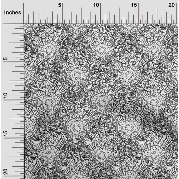 oneOone Viscose Chiffon Black Fabric Floral Mandala Sewing Fabric By The Yard Printed Diy Clothing Sewing Supplies 42 Inch Wide