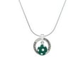 thumbnail image 2 of Delight Jewelry Silvertone 3-D Frosted Green Resin Ornament with Crystals Gymnastics Ring Charm Necklace, 18", 2 of 4