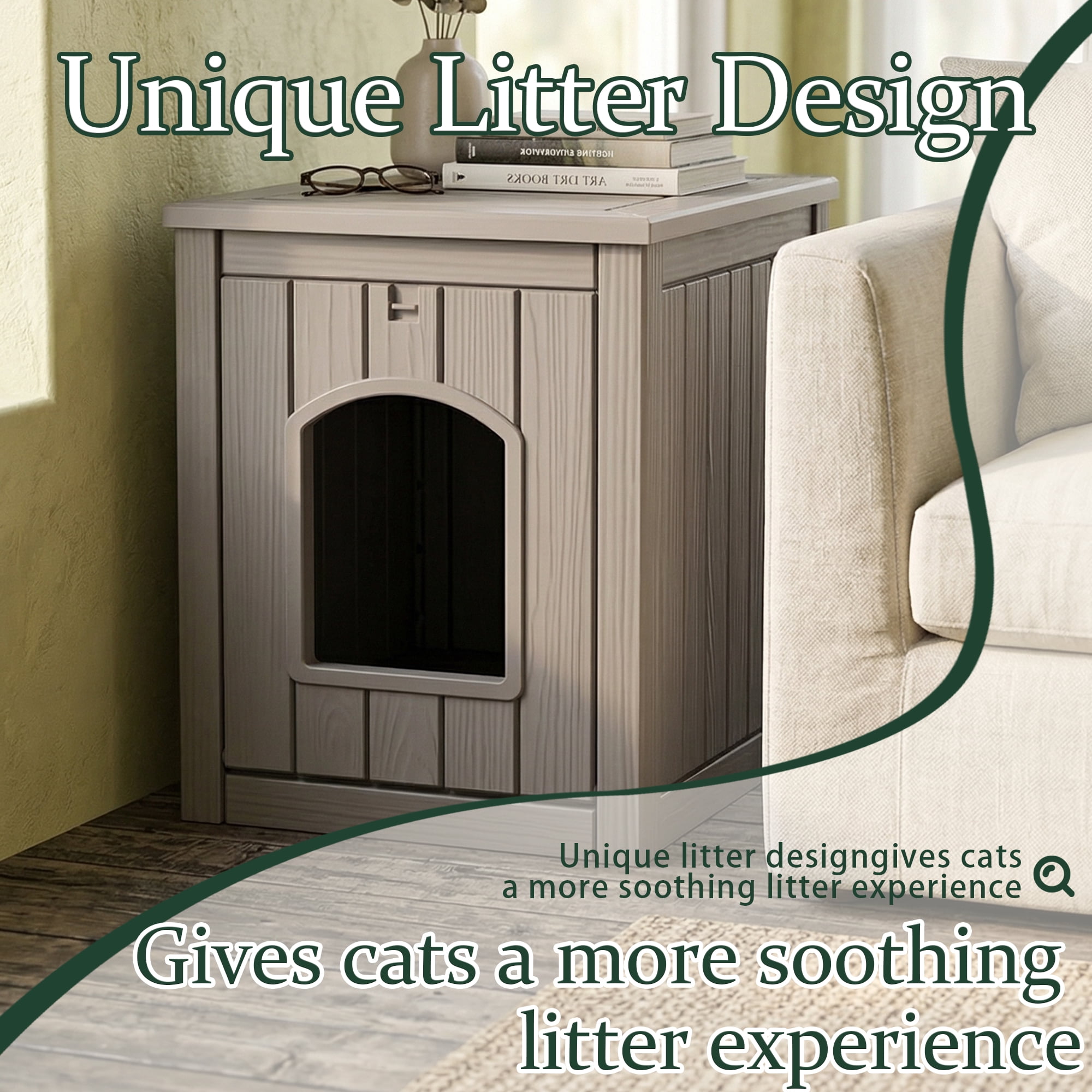 fazzn Multifunctional Cat House with Door, Indoor Outdoor Decorative Cat Shelter, Dual Use Pet House for Cat & Small Dog, Easy to Clean & Assembly.Brown/Black,Father's Day Gift