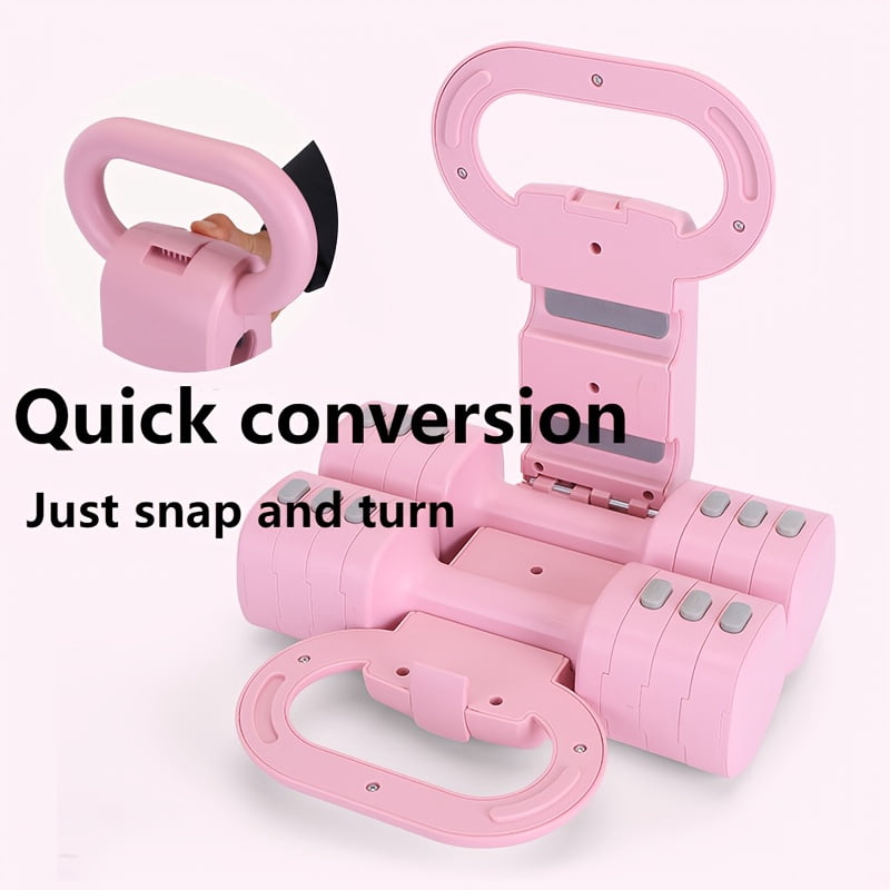 2-in-1 Adjustable Dumbbell & Kettlebell, Multifunctional Home Gear, 0-11.02LB Fast Mode Switch, Battery-Free Compact Fitness Equipment for Light Strength Training & Rehab