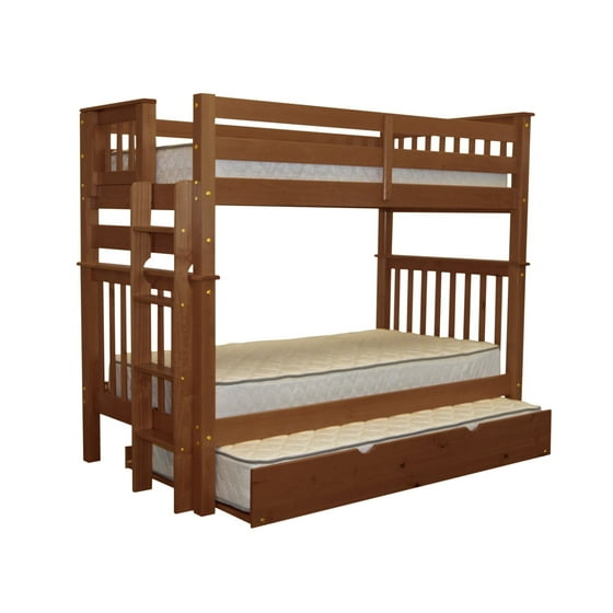 Bedz King Tall Bunk Beds Twin Over Mission Style With End Bedz King Tall Bunk Beds Twin Over Mission Style With End Ladder And A Trundle Cappuccino Com