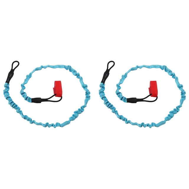 2Pcs Kayak Paddle Leash Nylon Rubber Corrosion Resistant Stretchable Anti Loss Rope Kayak Rod Leash Blue