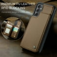 thumbnail image 6 of SaniMore for Samsung Galaxy A15 Wallet Case, RFID Blocking PU Leather Kickstand Credit Slots Flip Folio Protective Case, Double Magnetic Clasp Durable Shockproof Cover for Samsung A15, Brown, 6 of 9