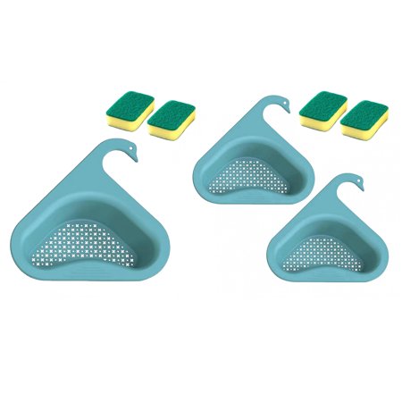 

Tiyuyo Swan Drain Basket 1 Pc Corner Kitchen Sink Strainer Basket with Sponge