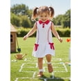thumbnail image 6 of BemeyourBBs Toddler Baby Girls Baseball Dress Outfits Sleeveless Turn Down Collar Button Up Dots Print Bow Party Dress Little Girls Summer Dress, 6 of 9