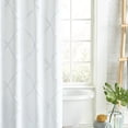 thumbnail image 3 of Peri Home Lattice White Shower Curtain, 72" x 72" Elegant Chenille Trim in a Lattice Pattern, 100% Cotton, 3 of 5