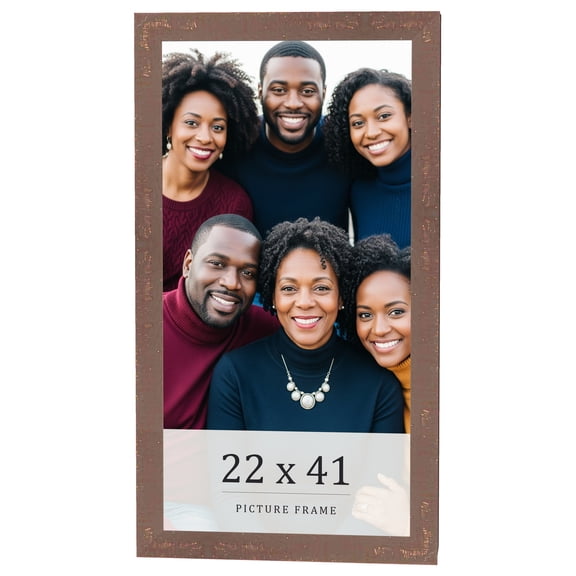 22x41 Distressed Brown Real Wood Picture Frame Width 1.25 inches | Interior Frame Depth 0.5 inches
