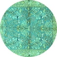 thumbnail image 1 of Ahgly Company Machine Washable Indoor Round Animal Turquoise Blue Traditional Area Rugs, 8' Round, 1 of 4