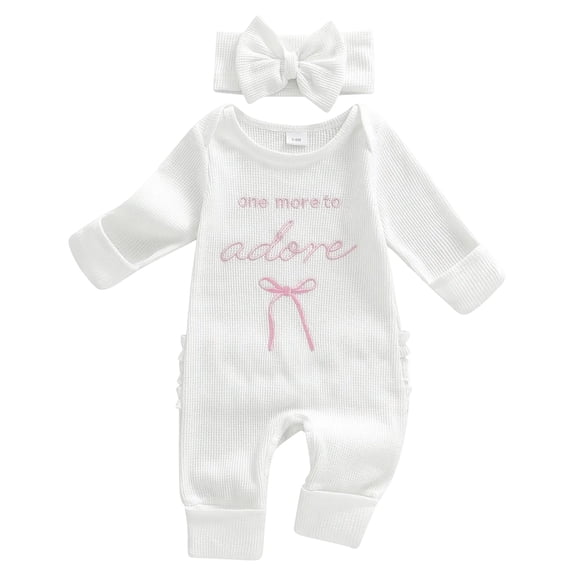 YEPGAR New Born Girl Outfit Sets Knitted Long Sleeve Jumpsuit Romper Bodysuit Baby Clothing Daddys Girl Newborn Outfit (White, 3-6 Months)