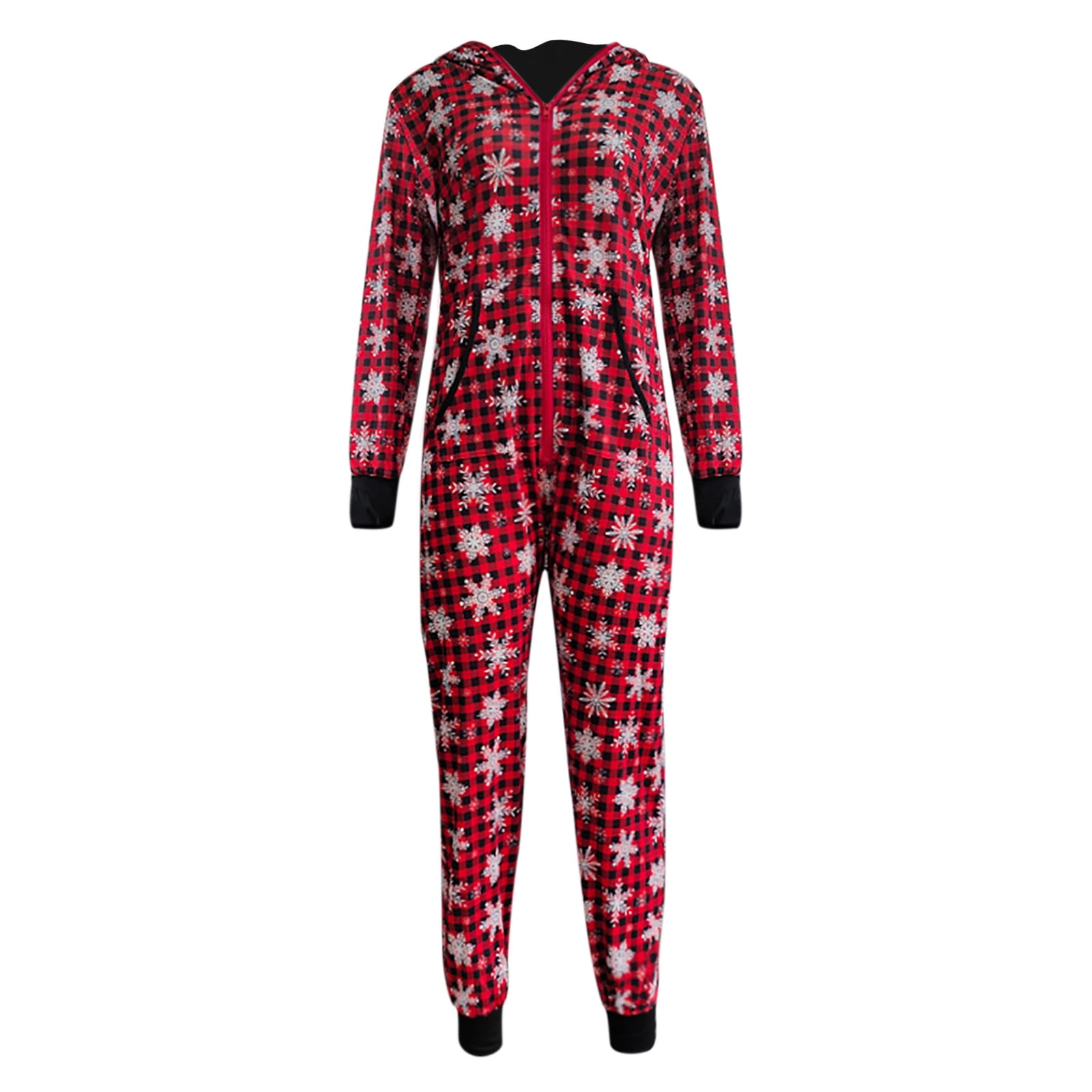Blvb Womens One Piece Christmas Pajamas Thick Winter Zipper Hooded Jumpsuit Sleepwear Loungewear Warm Onesie Pjs Sets Red