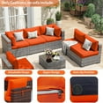 thumbnail image 4 of Outdoor Sectional Replacement Cushion Set, 14 Pcs Waterproof Patio Sofa Cushions 4" Foam High-Density Couch Cushion for 12-Seat Sectional Rattan Conversation Sets(Liner&Cover) (Orange), 4 of 7