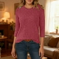 thumbnail image 6 of FINALGANG Womens T Shirt Ribbed Knit Boat Neck Three Quarter Sleeves Tunic Relaxed Fit Casual Tees For Daily Wear Fashionable Top, 6 of 6