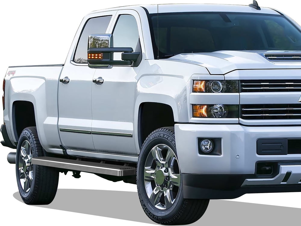 APS Wheel to Wheel Running Board 5in Compatible with Chevy Silverado GMC Sierra 2007-2018 Double Cab Extended Cab 5.5ft Short Bed & 2500 2019 (Exclude 07 Classic) (Nerf Bars Side Steps Side Bars)