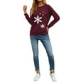 thumbnail image 6 of Xuanfei Women Christmas Snowflake Print Crew Neck Long Sleeve Top, 6 of 6