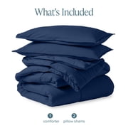 Bare Home Goose Down Alternative Comforter Set, Premium 1800 Collection, with Pillow Shams, 3 Piece Set, Queen, Dark Blue