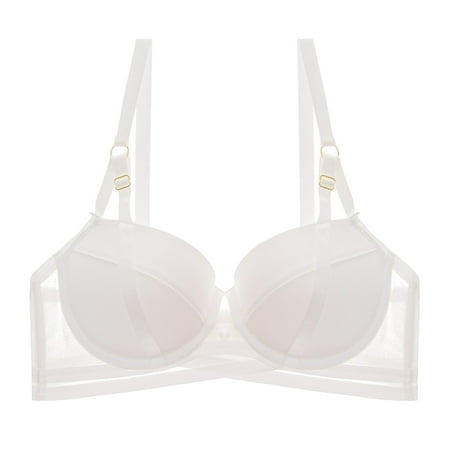 Ploknplq Push Up Bra spaghetti Strap Bra balconette Bras for Women pushup Bras for Women upper Up Adjustable Folding Anti Sagging Anti Sagging and Large Bra brassiere for Women White 36 Red S