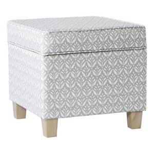 HomePop Square Storage Ottoman, Gray Diamond Print
