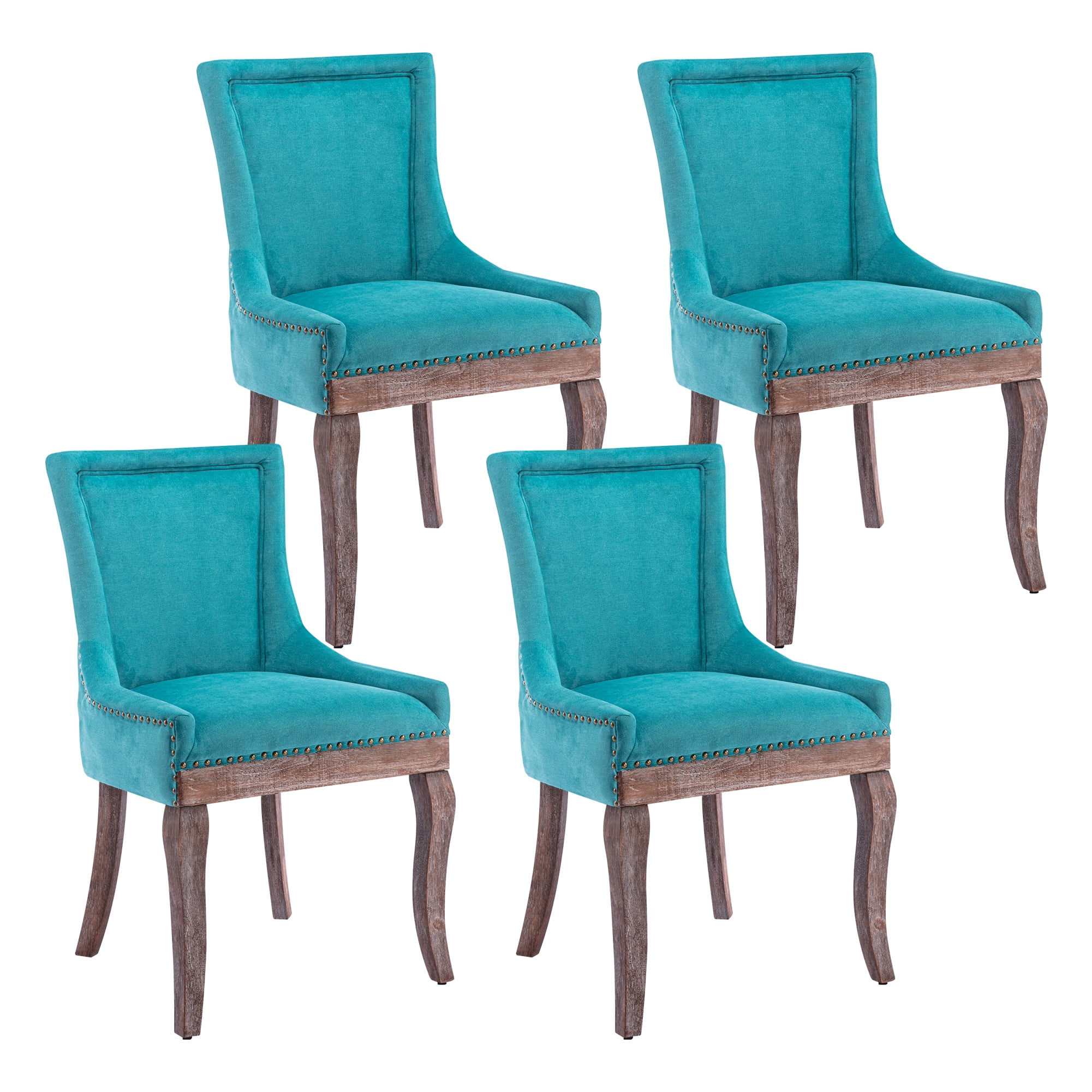Resenkos Thickened Fabric Dining Chairs Set of 4, Farmhouse Tufted Modern Upholstered Ultra Side Chairs Blue