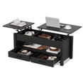thumbnail image 4 of 47.2 Inch Lift Top Coffee Table, Adjustable Height Wooden Center Table with 2 Drawers, Hidden Compartment and Open Shelf for Living Room Home Office, 4 of 9