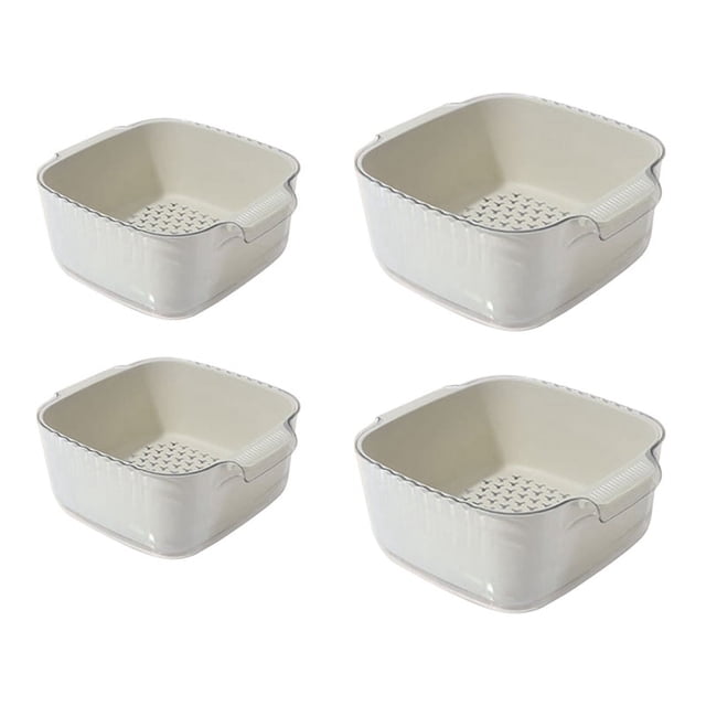 Colador de frutas, cesta para lavar verduras, juego de 2 cuencos para lavar frutas, 4 en 1, cuenco de drenaje de doble capa y cesta para frutas