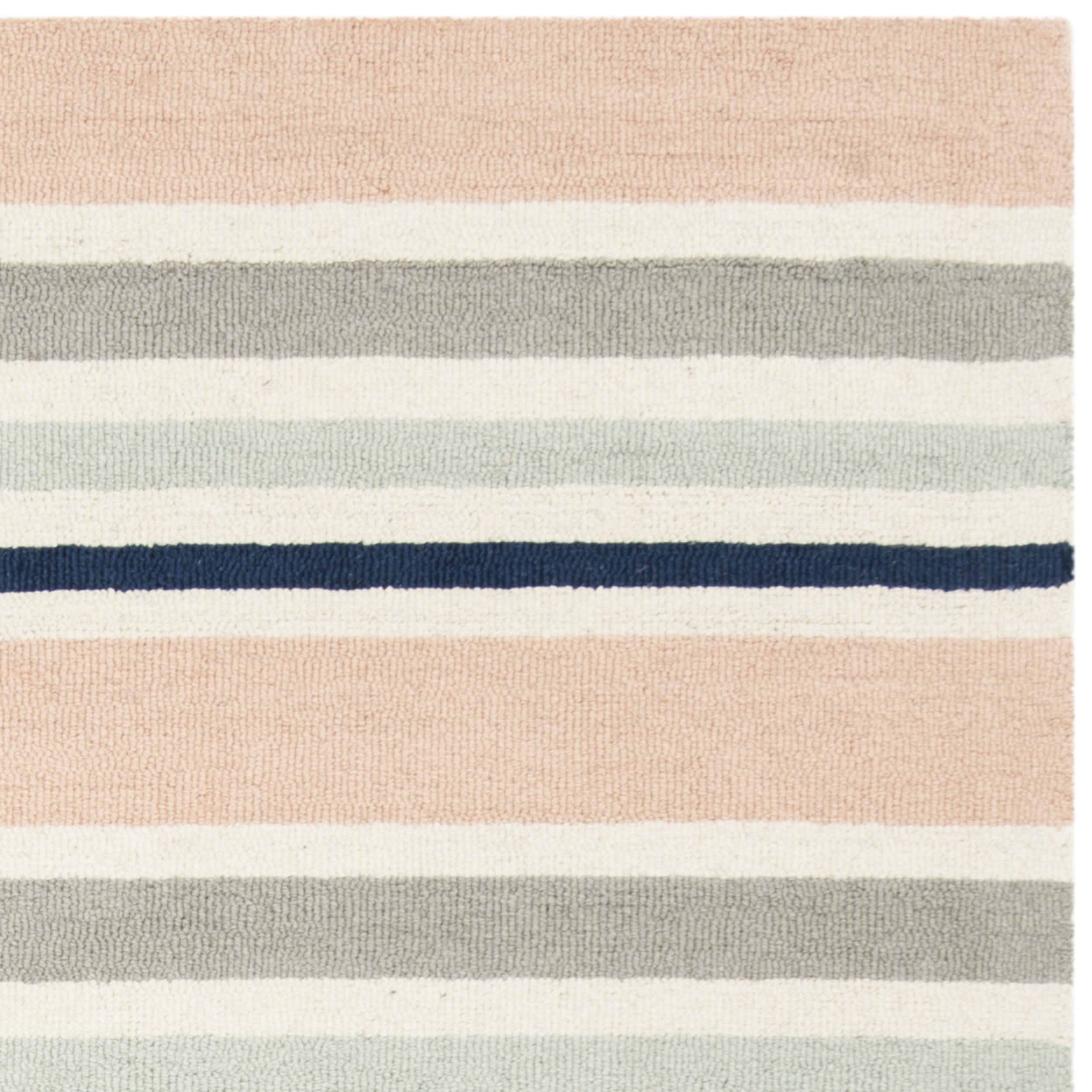 SAFAVIEH Kids Multi Striped Wool Area Rug, Ivory/Multi, 5' x 5' Square