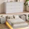 thumbnail image 2 of ASTUVIA 4-Piece Bedroom Set for Adult, Fluted Queen Floating LED Bed Frame with 2 Nightstands and Fluted 6 Drawer Dressers,White, 2 of 10