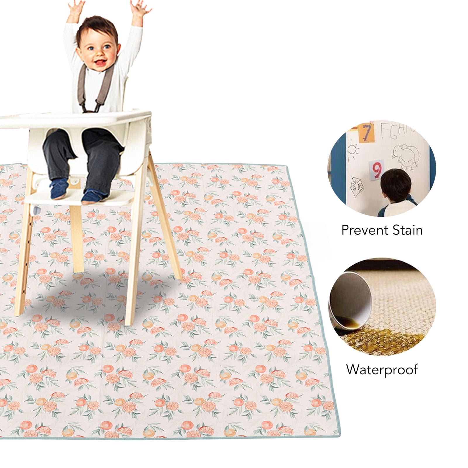 LAZIOEGR Waterproof Slip‑Resistant High Chair & Toddler Mat – Large, Portable, Washable, Multi‑Use Outdoor Play & Picnic Pad