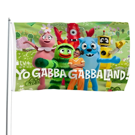 Yo Gabba Gabba-themed Printed Flag Perfect gift for fans, friends, and family members, and suitable for indoor and outdoor activities, party decorations.16"x24" (40cm×60cm)