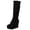 Black, variant on Womens Knee High Boots Round Toe Platform Wedge Heel Stretch Faux Suede Pull On Elevated Casual Fashion Boots Black Size 5.5
