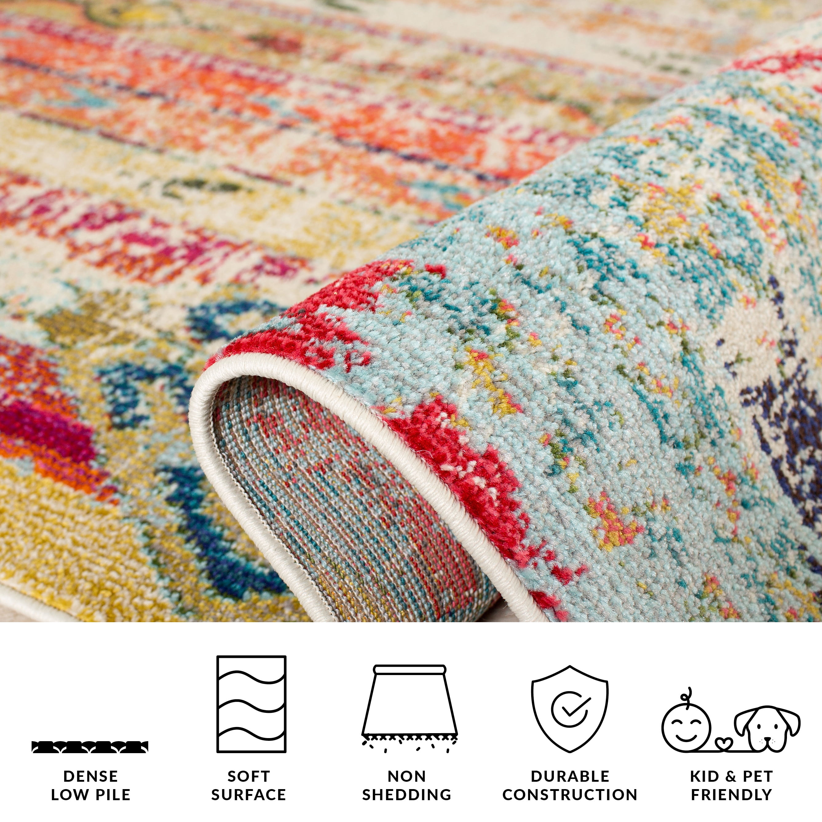 Safavieh Madison Christabella Abstract Area Rug, Blue/Orange, 10' x 10' Round