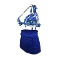 thumbnail image 3 of Women's Retro 50s Halter High Waist Ruched Bikini Swimsuit, L, Royal Blue, 3 of 3