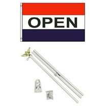 3x5 Open for Business Flag Kit - 6ft Outdoor Pole & Base - Commercial Store Sign - Grand Opening Banner - Highly Visible Advertising