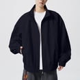 thumbnail image 2 of LYSMORA 2026 Men's Oversized Stand Collar Full Zip Bomber Jacket, Elastic Cuff Hem Slip Side Pockets Long Sleeve Loose Fit Street Travel Outerwear, 2 of 6