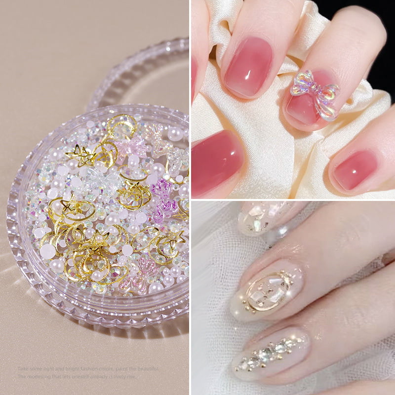 Glitter Boxes For Nails / Face / Body With Brush - Small Rhinestones for  Nails