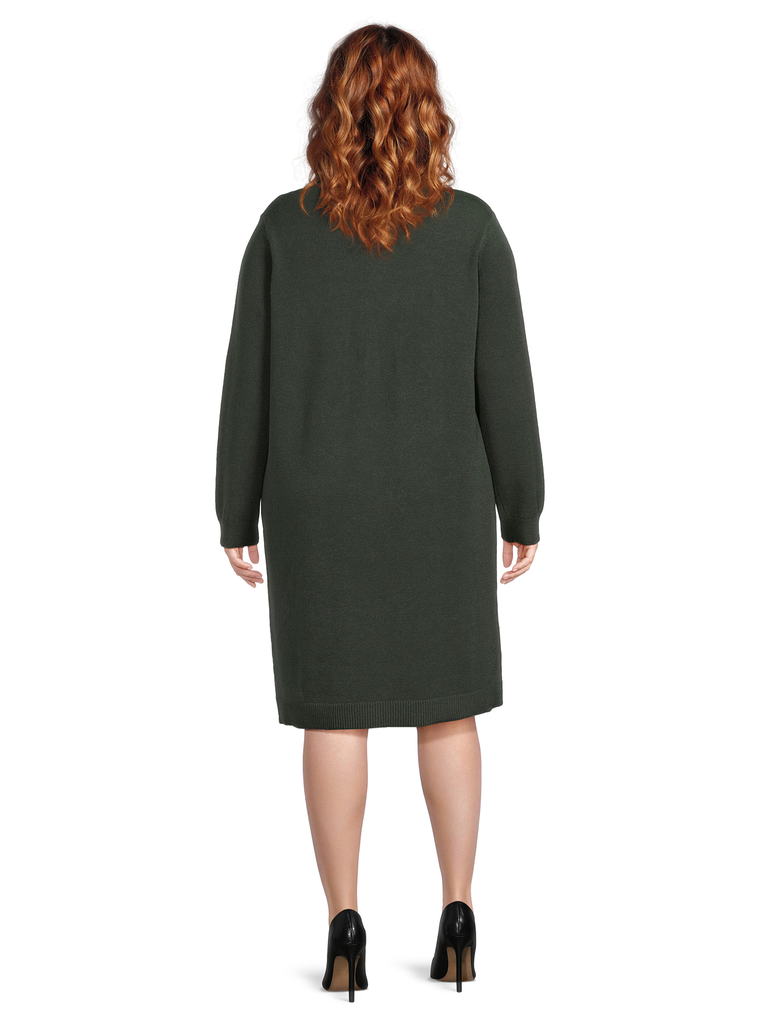 Terra & Sky Women's Plus Size Turtleneck Tunic Length Sweater Dress - image 3 of 5