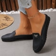 thumbnail image 5 of Mules for Women Soft Comfortable Orthopedic Leather Shoes Fashion Slip On Stitched Flat-Soled Casual Backless Loafers with Cute Bow, 38, 5 of 7