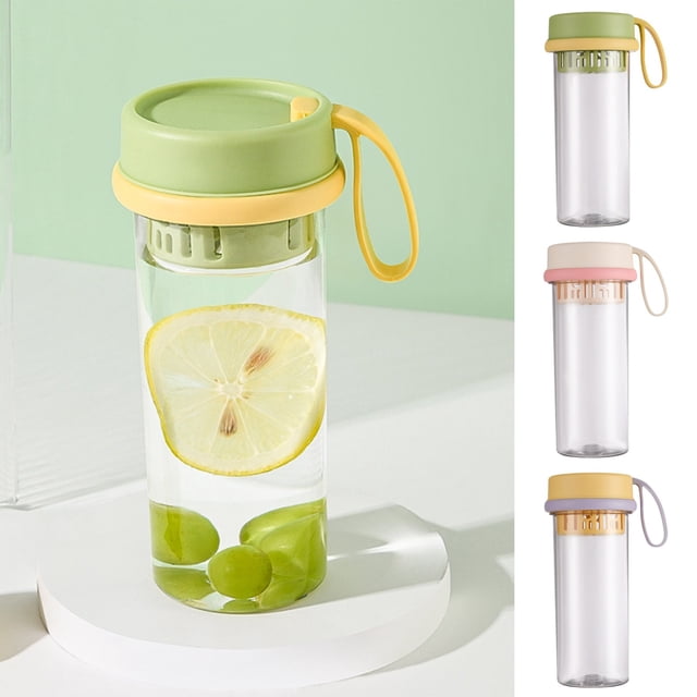 Fiudx Botella Deportiva, Diseño a Prueba de Fugas, Cordón Ajustable, Separador de Té, Ideal para Viajes Al Aire Libre y Gimnasio, Fácil de Transportar, Capacidad de 500 Ml, Plástico Esmerilado Durade